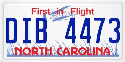 NC license plate DIB4473