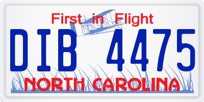 NC license plate DIB4475