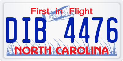 NC license plate DIB4476