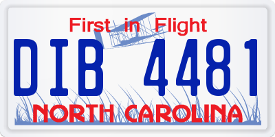 NC license plate DIB4481
