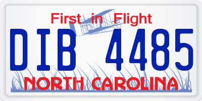 NC license plate DIB4485