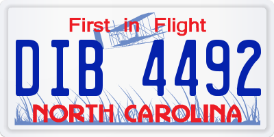 NC license plate DIB4492