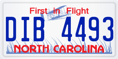NC license plate DIB4493