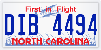 NC license plate DIB4494