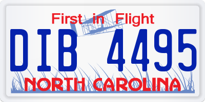NC license plate DIB4495