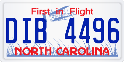 NC license plate DIB4496