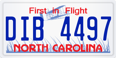 NC license plate DIB4497