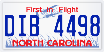 NC license plate DIB4498