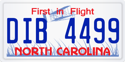 NC license plate DIB4499