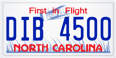 NC license plate DIB4500