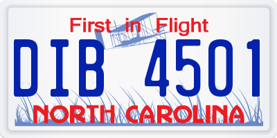 NC license plate DIB4501