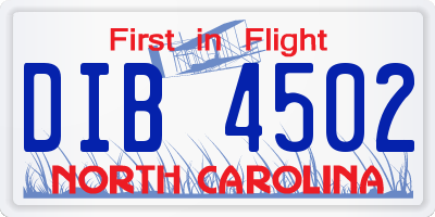 NC license plate DIB4502