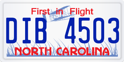NC license plate DIB4503