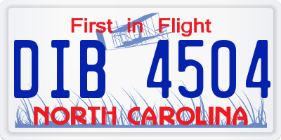 NC license plate DIB4504