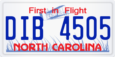 NC license plate DIB4505