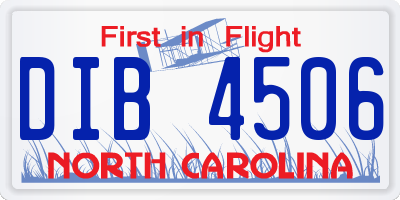 NC license plate DIB4506