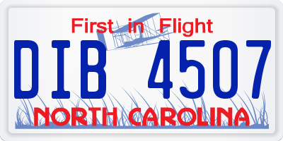 NC license plate DIB4507