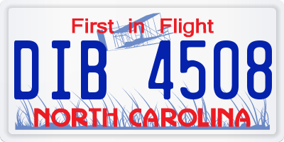 NC license plate DIB4508