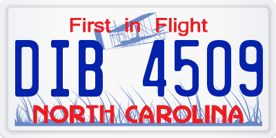 NC license plate DIB4509