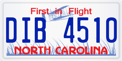 NC license plate DIB4510