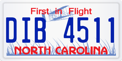 NC license plate DIB4511