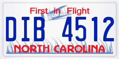 NC license plate DIB4512