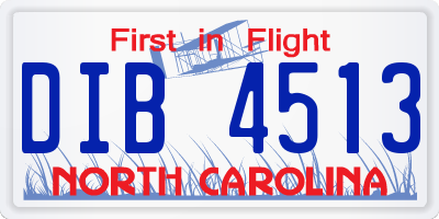 NC license plate DIB4513