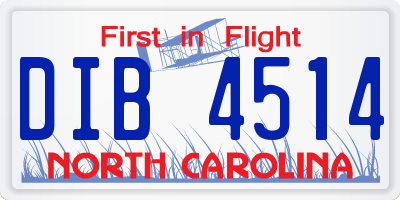 NC license plate DIB4514