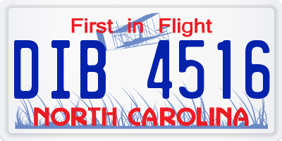 NC license plate DIB4516