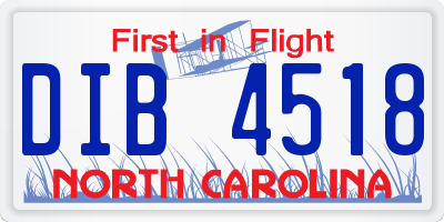 NC license plate DIB4518