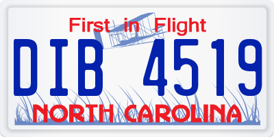 NC license plate DIB4519