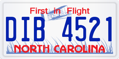 NC license plate DIB4521