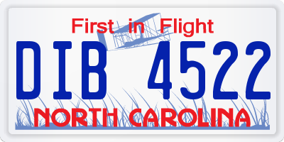 NC license plate DIB4522