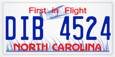 NC license plate DIB4524