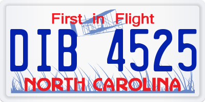 NC license plate DIB4525