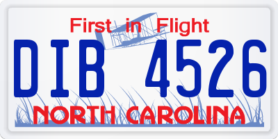 NC license plate DIB4526