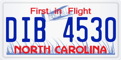 NC license plate DIB4530