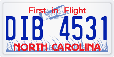 NC license plate DIB4531