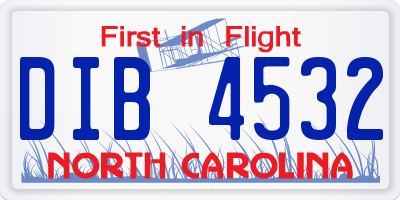 NC license plate DIB4532