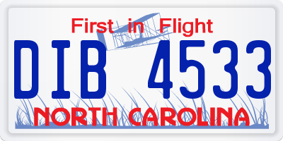 NC license plate DIB4533