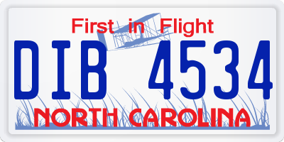NC license plate DIB4534