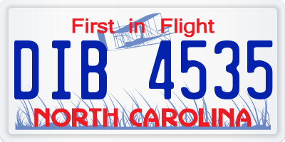 NC license plate DIB4535