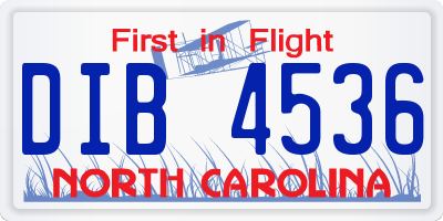 NC license plate DIB4536