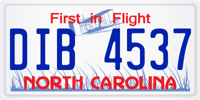 NC license plate DIB4537