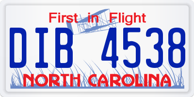 NC license plate DIB4538