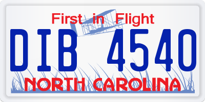 NC license plate DIB4540