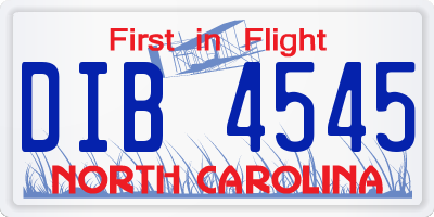 NC license plate DIB4545