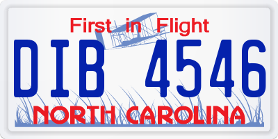 NC license plate DIB4546