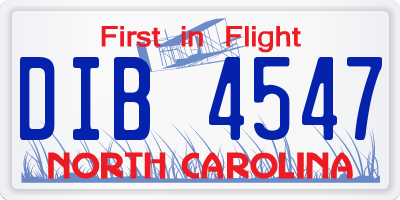 NC license plate DIB4547
