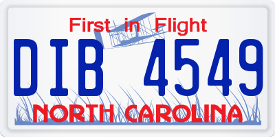 NC license plate DIB4549